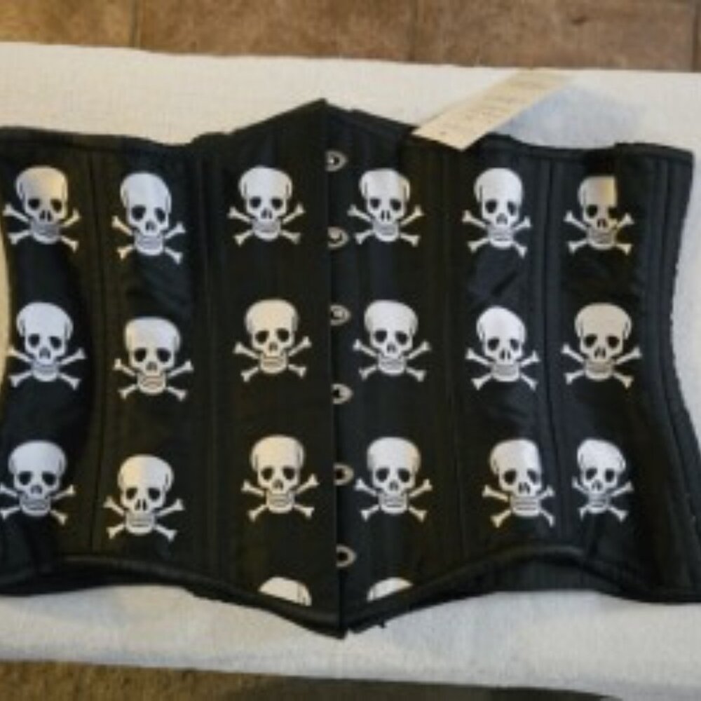 NEW SKULL 4XL Handmade EMPRESS Tight Lacing Corset 36" 6 Garter Tabs